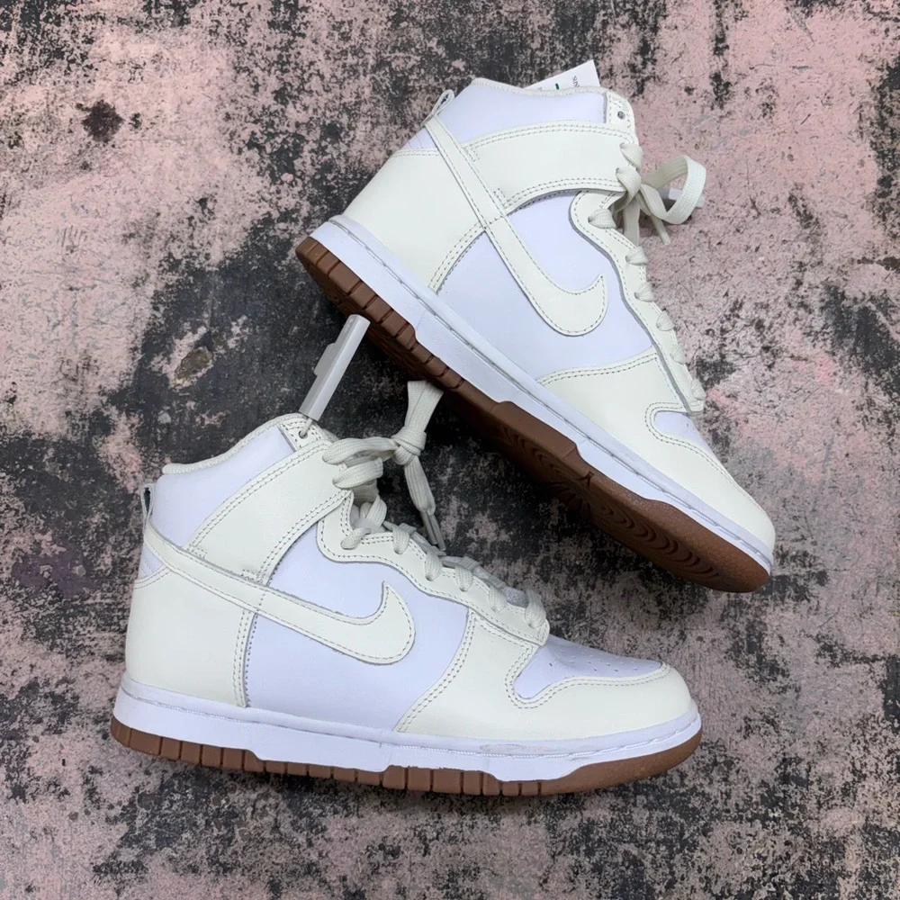 Nike Dunk Women's High Sail Gum Sneakers - White and Cream